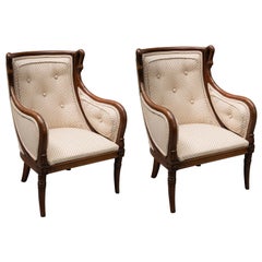 Antique 19th Century Pair of Children’s Directoire Style Mahogany Bergere Chairs