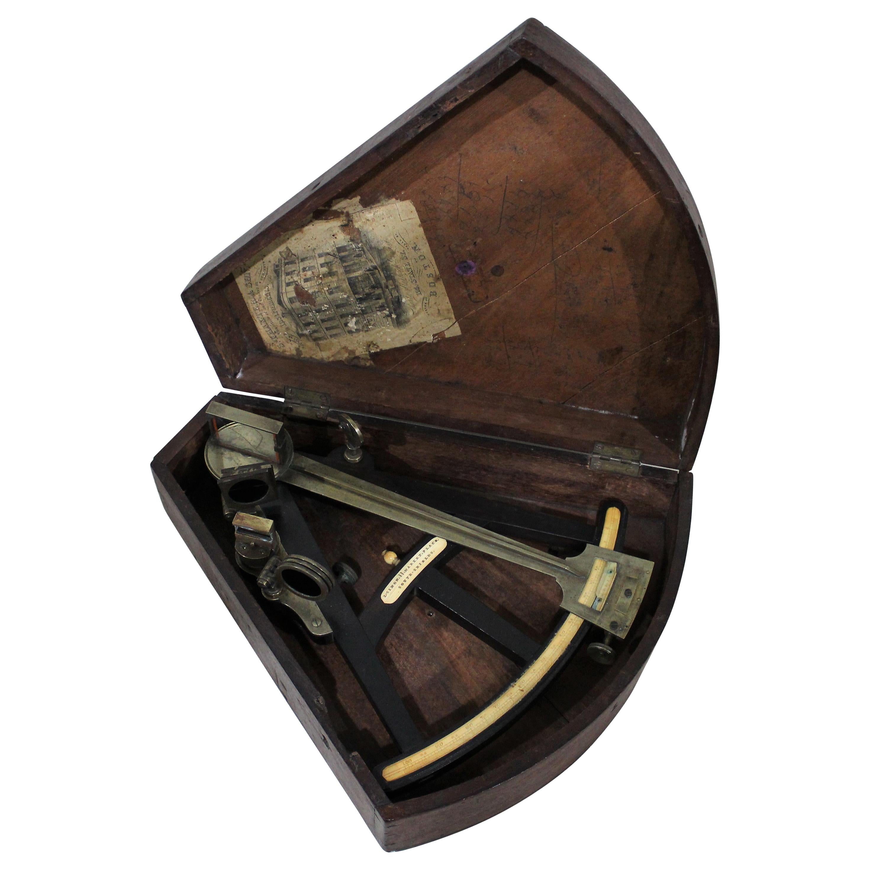 19th Century English Marine Surveyors Brass Sextant