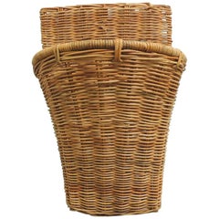 Vintage Wicker Woven Wall Basket or Umbrella Stand