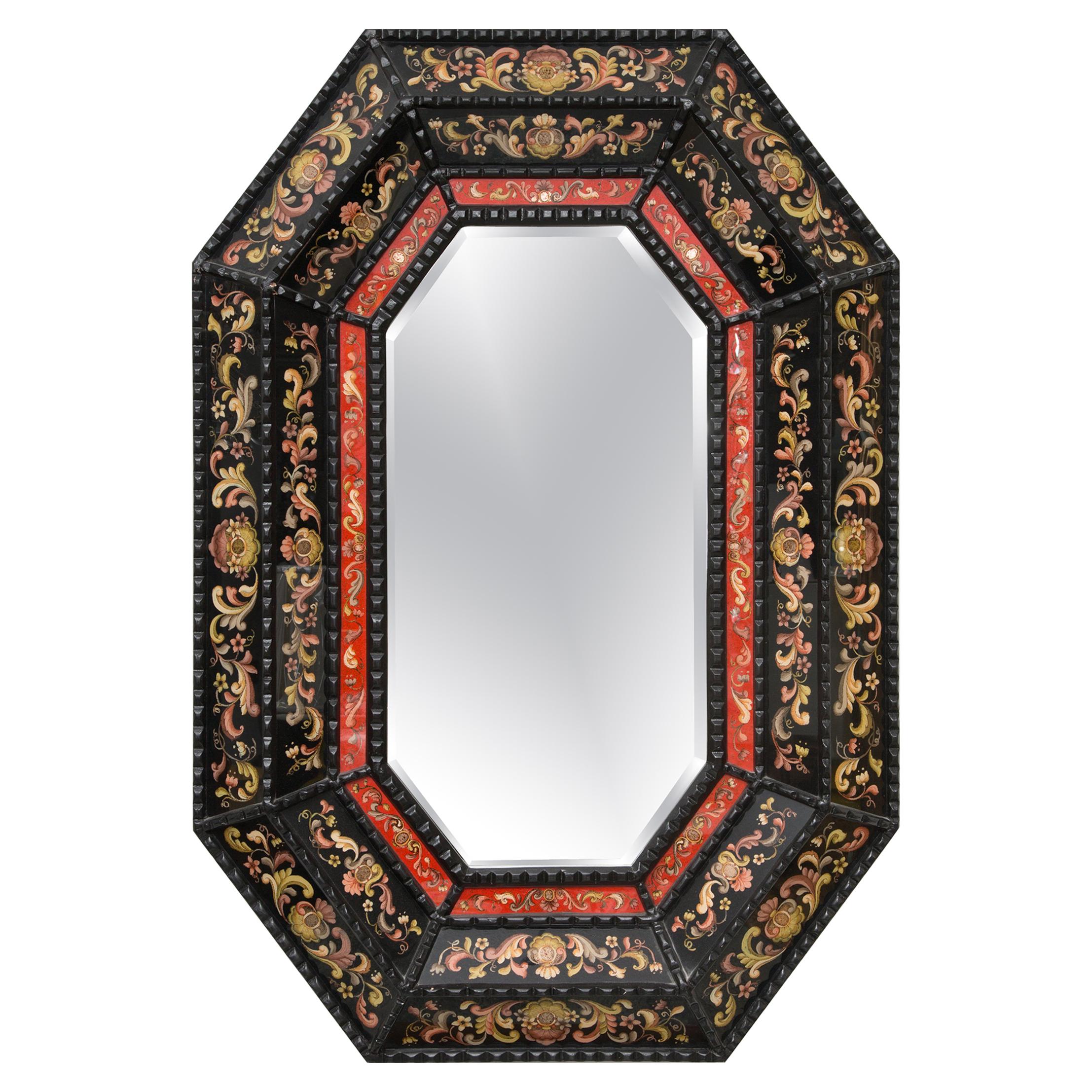 Renaissance Style Italian Eglomise Octagonal Mirror