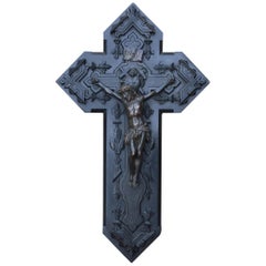 French Wood Carved Crucifix, circa 1880