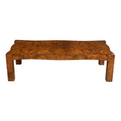 1970s Low Burled Coffee Table
