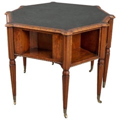 George III Sheraton Period Octagonal Leather Lined Library Table