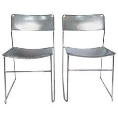 Vintage Perforated Chrome & Steel Chairs by Niels Jorgen Haugesen for Magis, Set