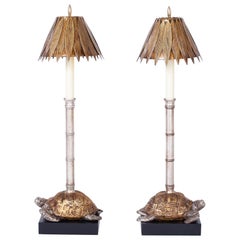 Vintage Pair of Turtle Table Lamps