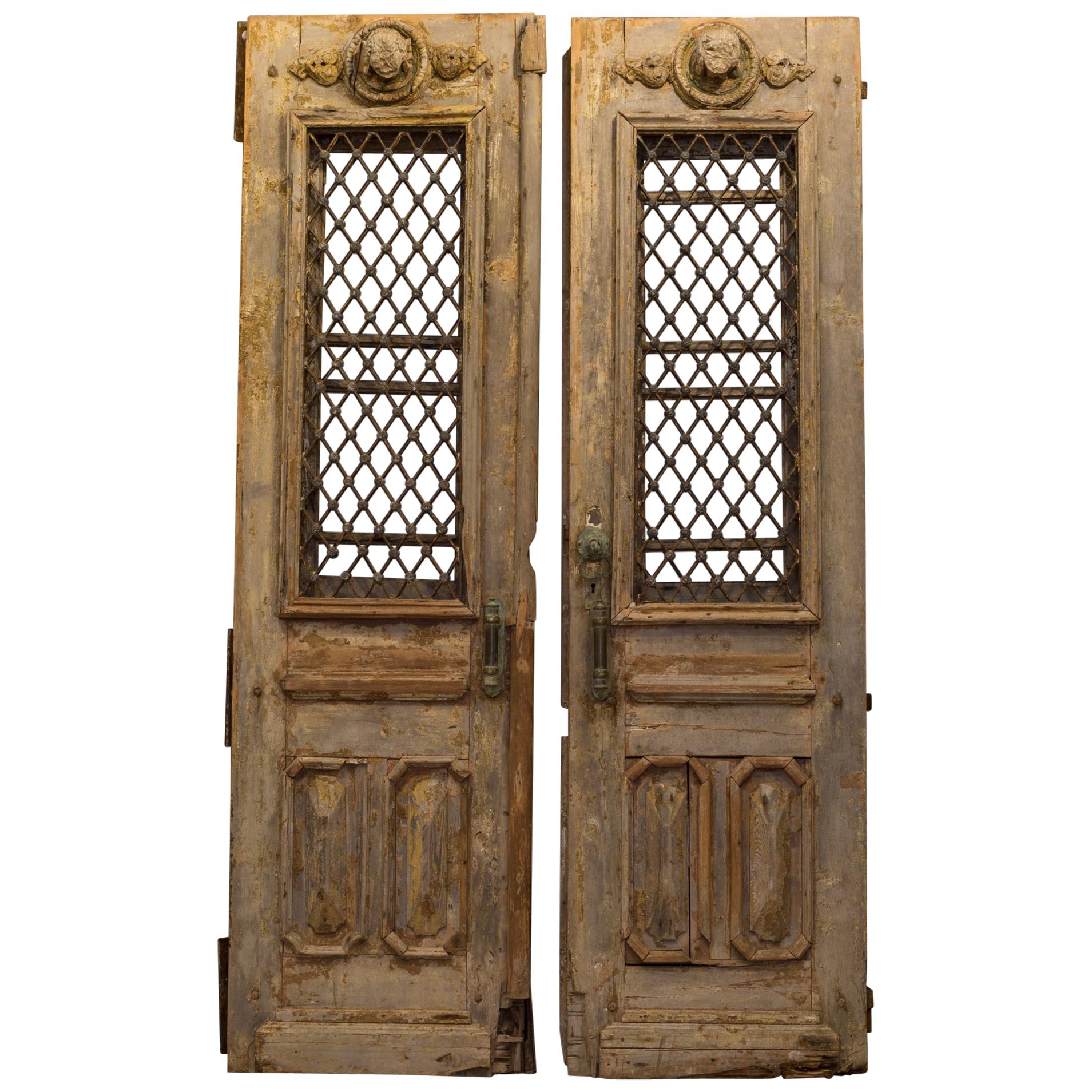 Antique 17th Century Wood and Bronze Italian Doors, circa 1600s