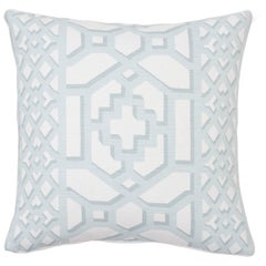 Schumacher Zanzibar Trellis Matte Winter Mint Two-Sided Linen Cotton Pillow