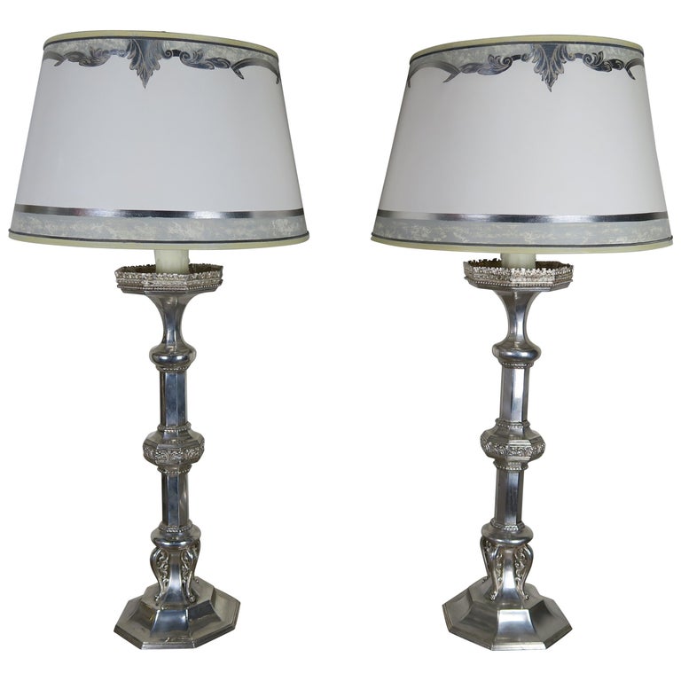 English Sheffield Silver Plated Lamps, Sheffield Table Lamp