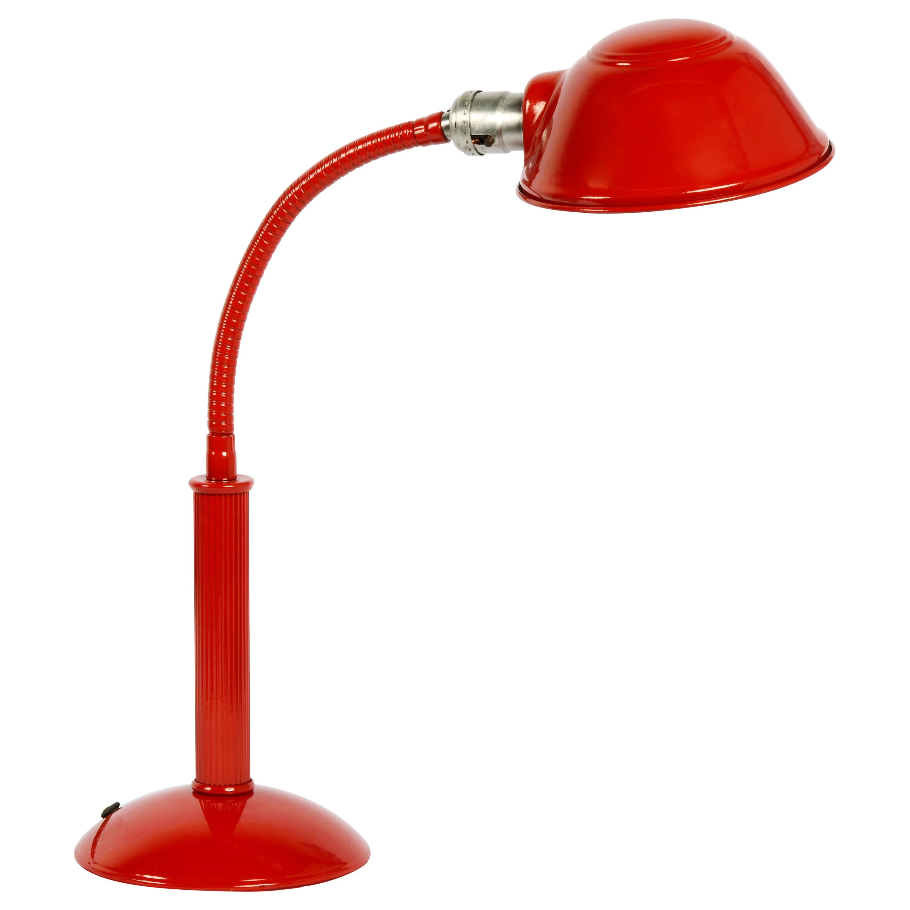 1960s Gooseneck Desk Lamp Refinished in Fire Engine Red