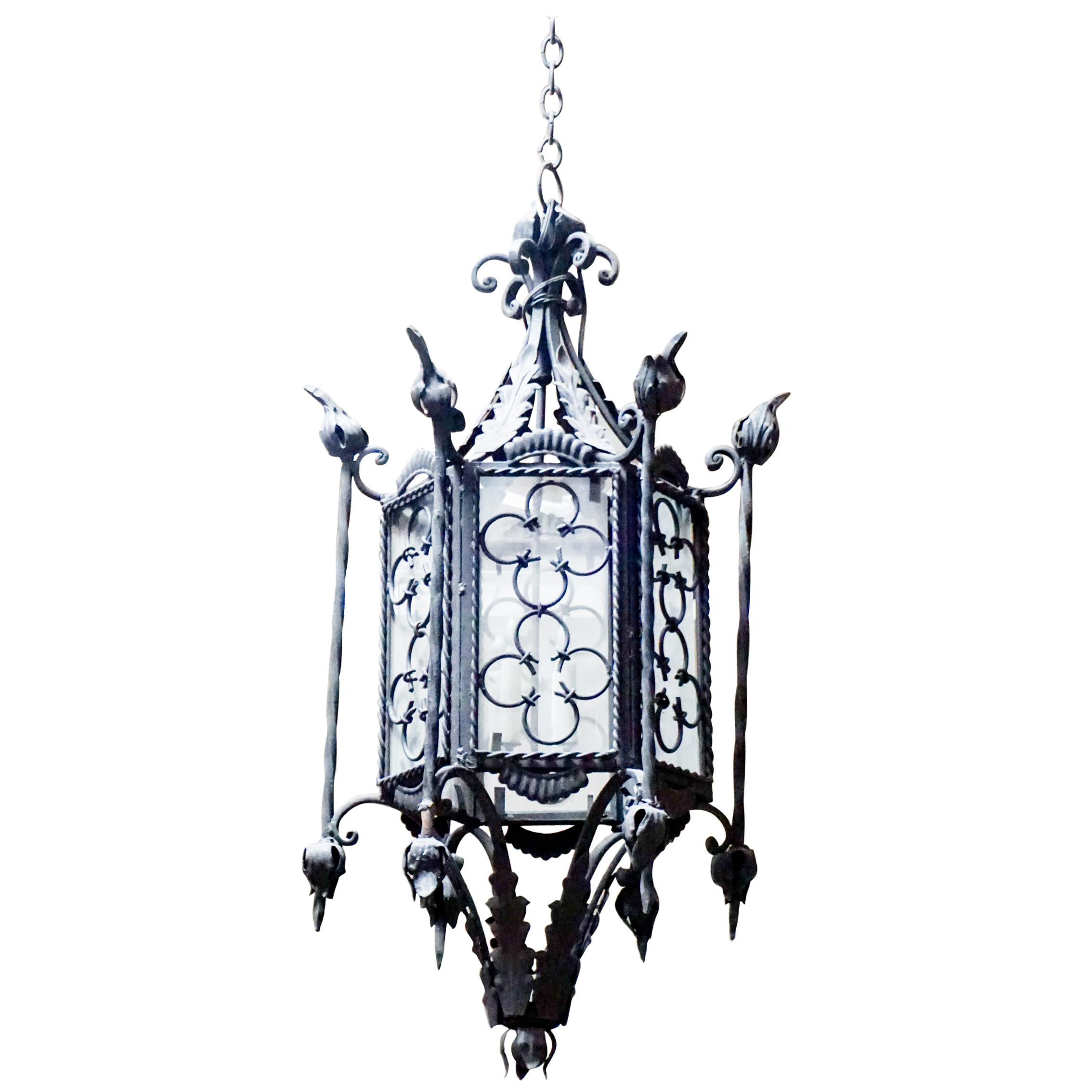 Gothic Quatrefoil Motif Hanging Lantern