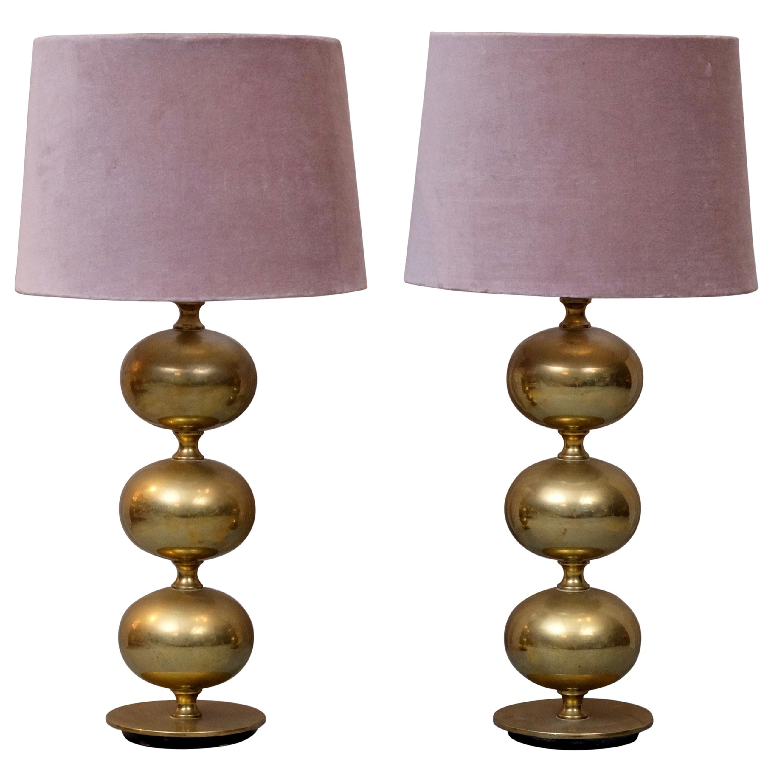 Pair of Swedish Brass Table Lamps by Tranås Stilarmatur, 1960s