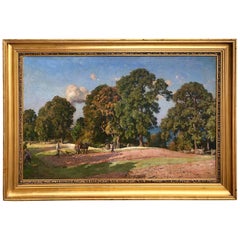 Antique "Ploughing the Fields in Fall" by Viggo Pedersen Museum Exhibited