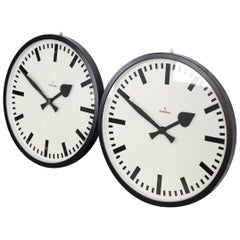 Retro Large German Station Clocks by Siemens, circa 1950s