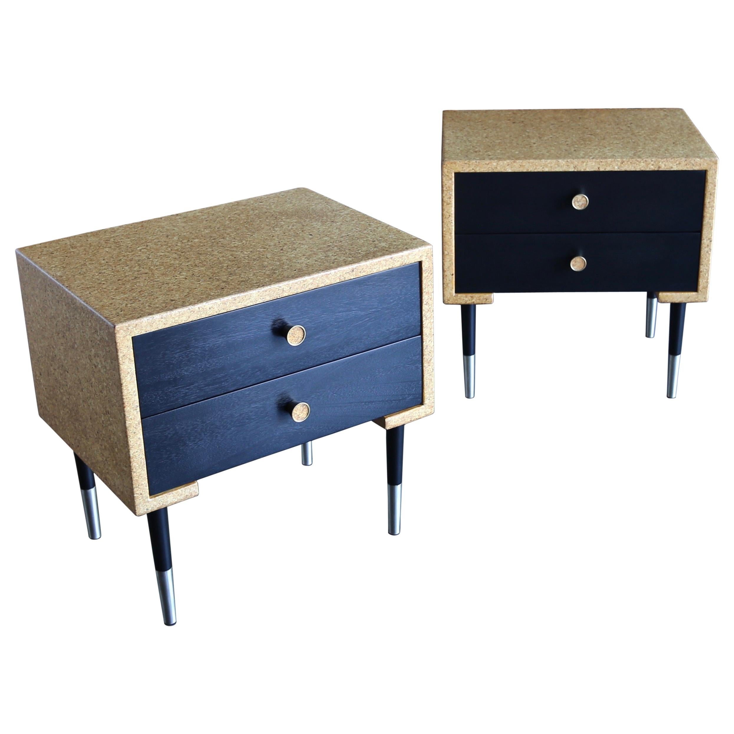 Pair of Cork Nightstands by Paul Frankl for Johnson Furniture Co, circa