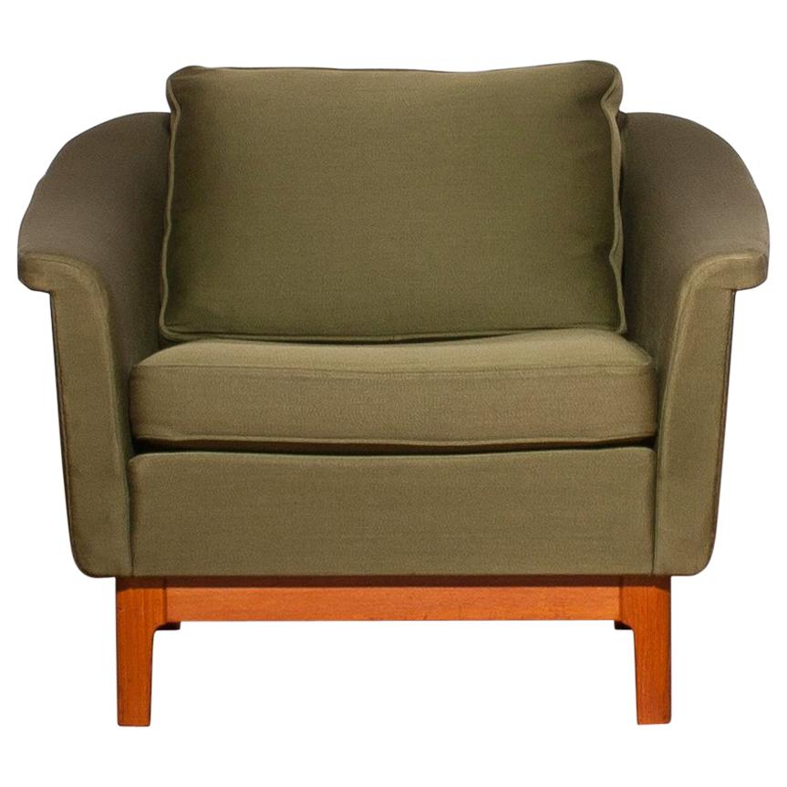 1960s, Green Lounge Chair by Folke Ohlsson for DUX