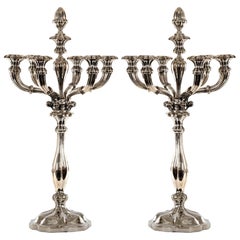 Pair of Silver Tiffany Six-Light Candelabra