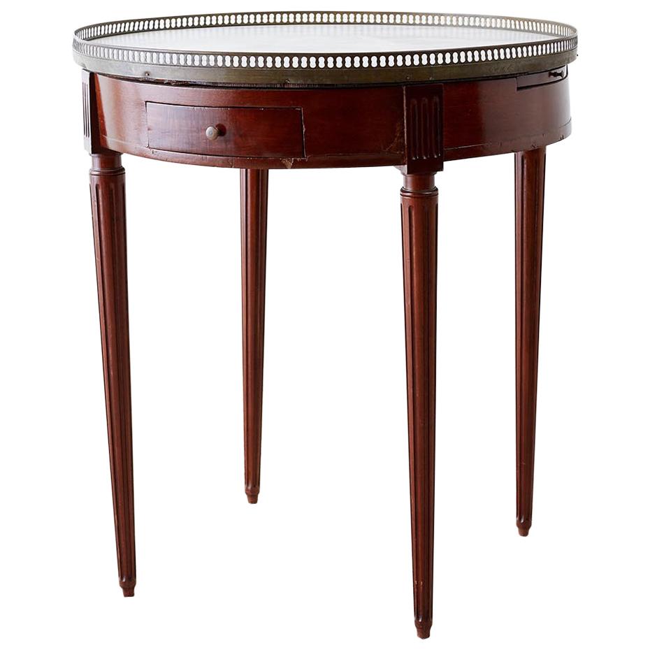 French Louis XVI Style Marble Top Bouillotte Table