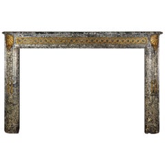 Grand Antique Fine European Antique Fireplace Surround in Grey Marble