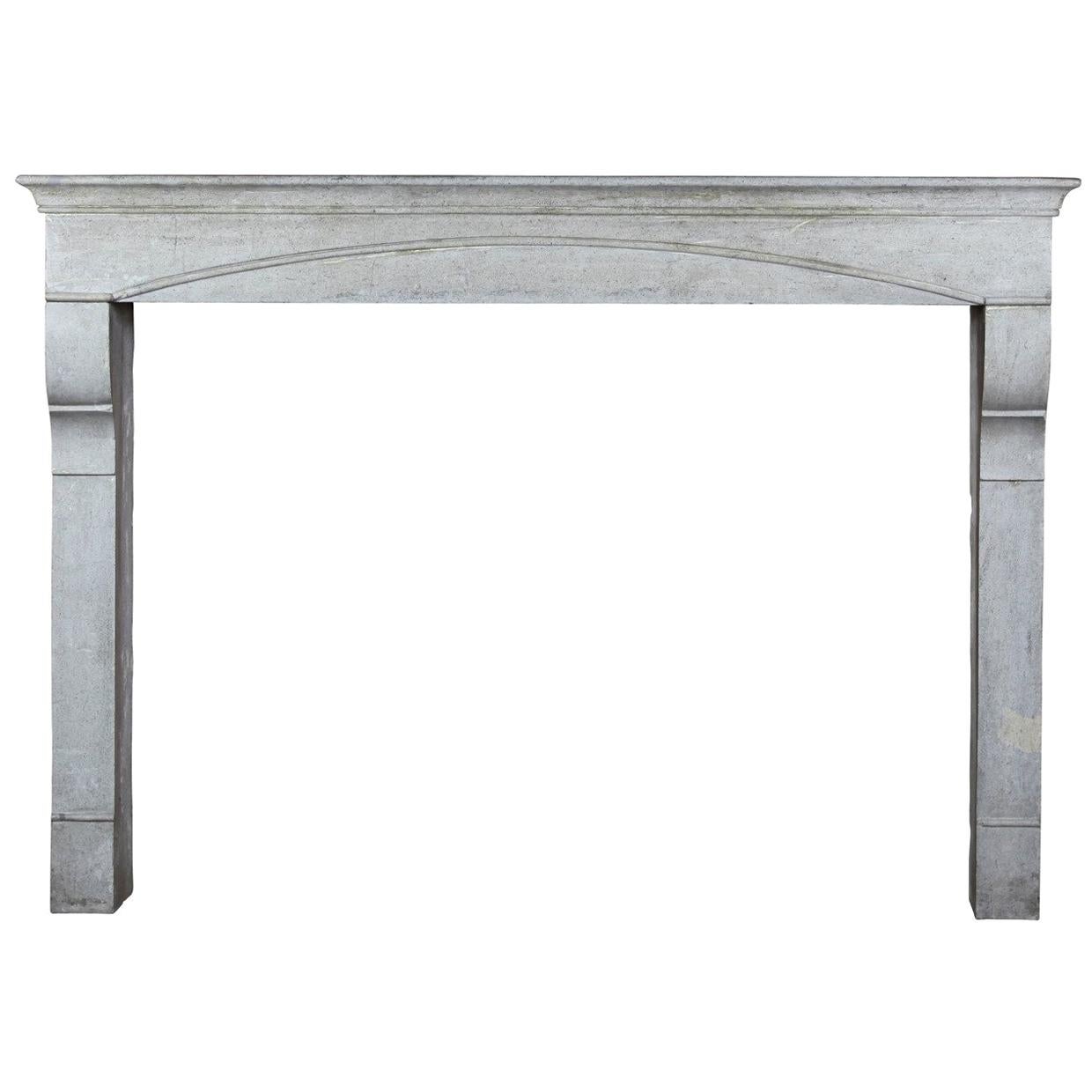 19th Century Timeless Small French Antique Fireplace Surround in Grey Stone For Sale