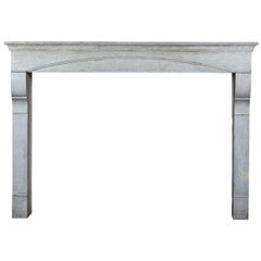 19th Century Timeless Small French Antique Fireplace Surround in Grey Stone