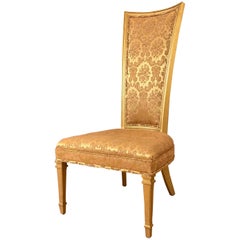 Retro Statesville Hollywood Regency Louis XVI Giltwood High Back Chair