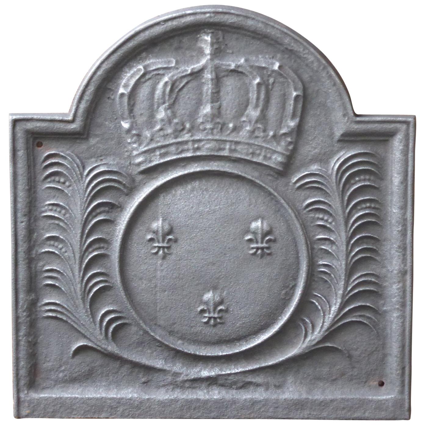 French Louis XIV Style Fireback with the Coat of Arms of France