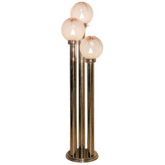 1970 Mazzega Murano Glass and Steel Structure Floor Lamp, Italy