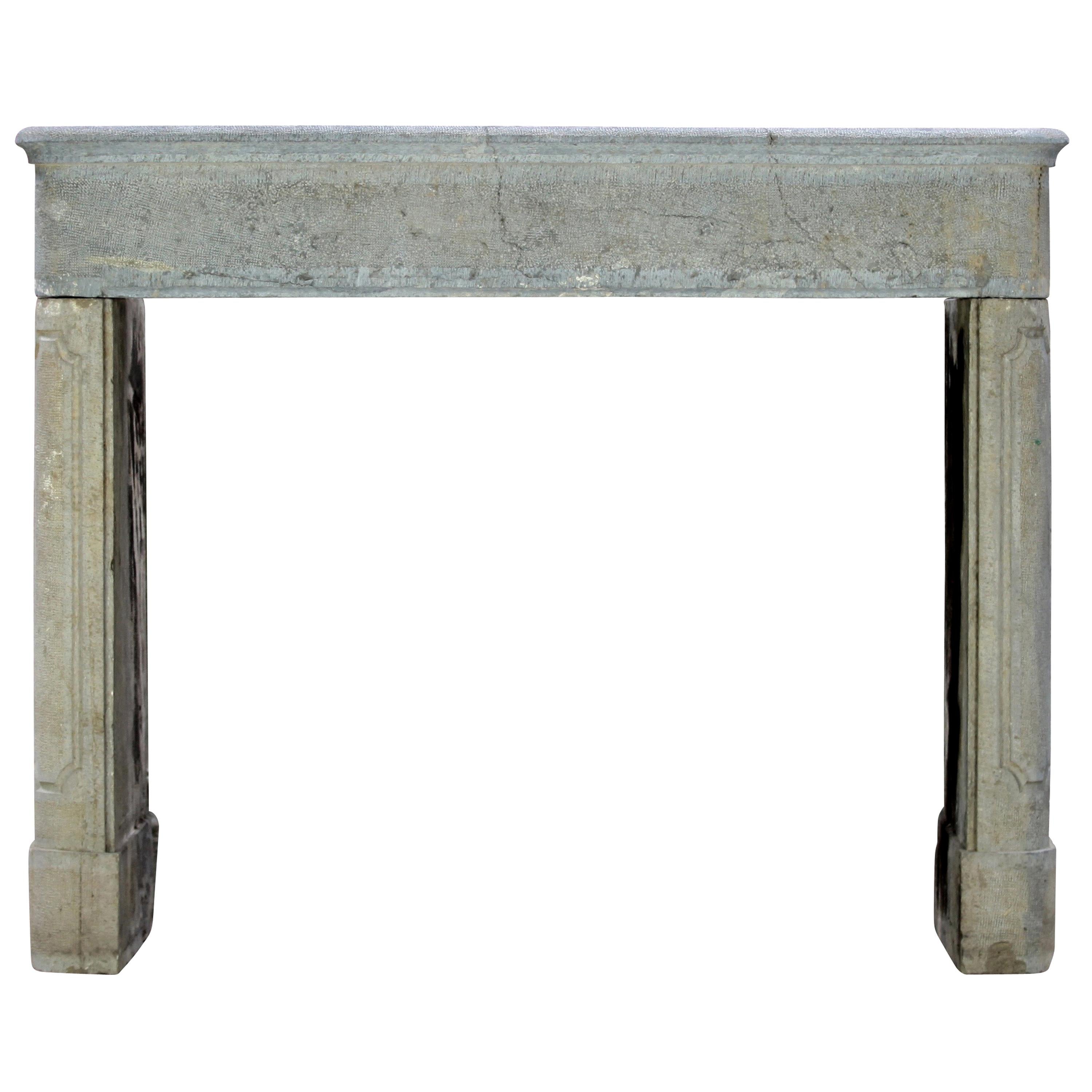 17th Century French Country Rustic Bicolor Stone Antique Fireplace Surround