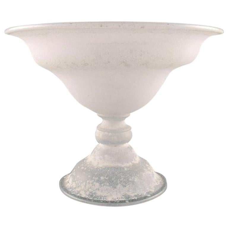 Large Murano Bowl on Foot or Compote in Mouth Blown Art Glass, 1960s
