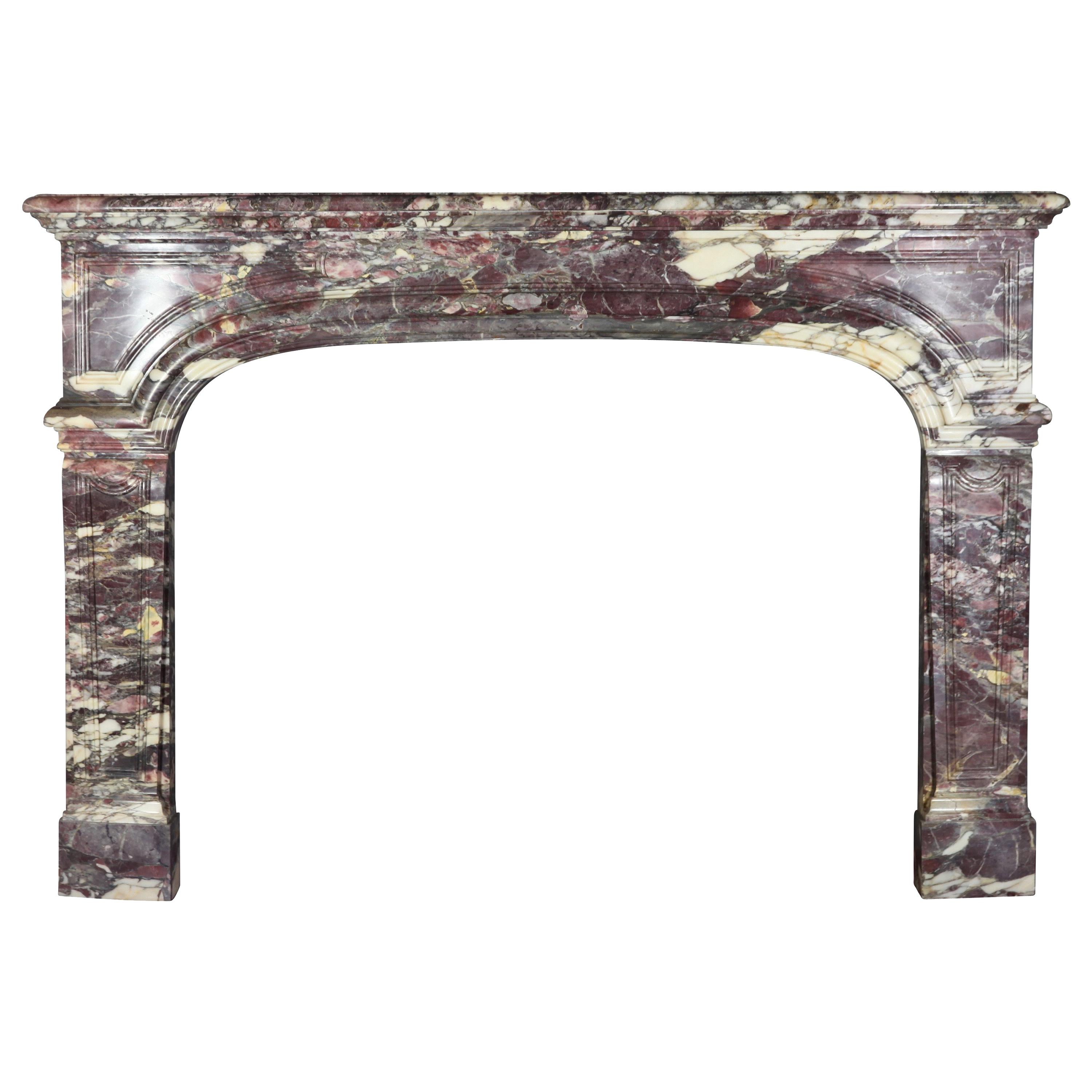 Chique French Royal Brêche Violet Marble Antique Fireplace Surround