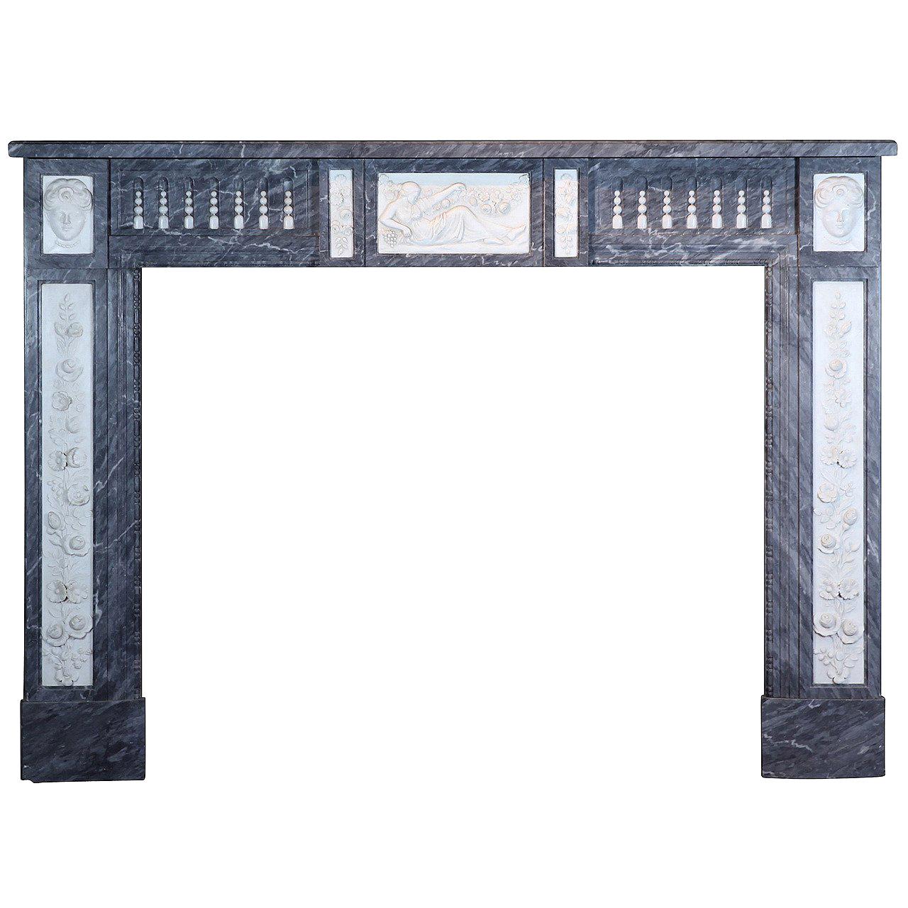 18th Century Fine European Antique Fireplace Surround in Marble from Bruges For Sale