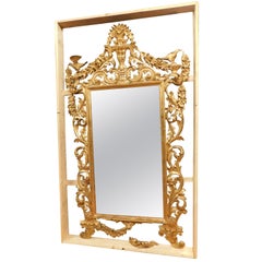 18th Century Antique Gold Large Mirror, Carved Wood, Italy