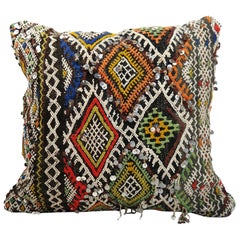 Vintage Moroccan Kilim Pillow Morocco Colord Cushion
