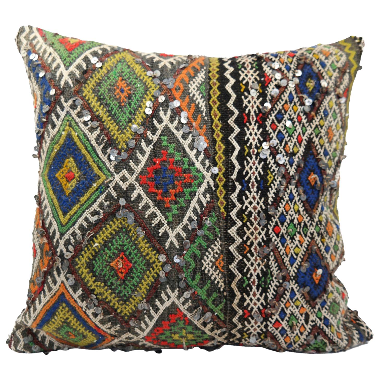 Moroccan Kilim Pillow Morocco Colord Cushion For Sale