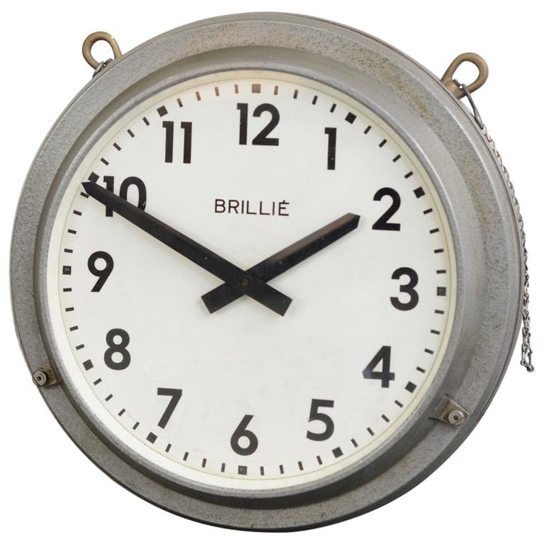 Double Sided Station Clock by Brille, circa 1940s at 1stDibs