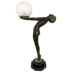 Important Art Deco Sculpture, Lamp, Lumina, Original Max Le Verrier