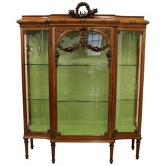 French Carved Walnut Display Cabinet