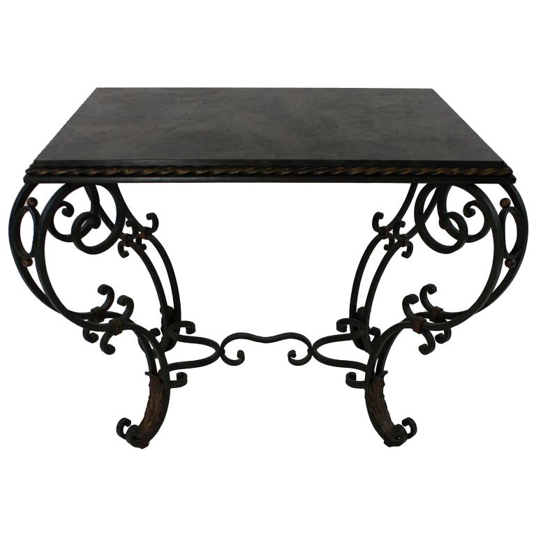 1940s French Painted and Gilded Wrought Iron Occasional Table