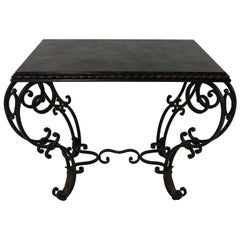 1940s French Painted and Gilded Wrought Iron Occasional Table