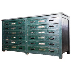 Antique 1940s English Industrial Cabinet, Chest of Drawers, Sideboard with Zinc Top