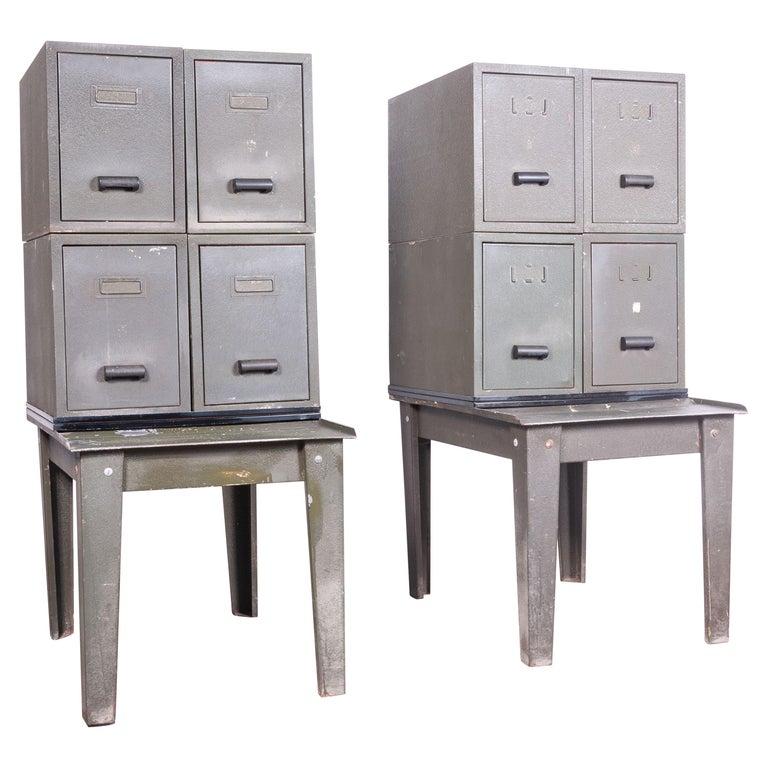 1940s Pair Of Industrial Metal Side Storage Cabinets Bedside