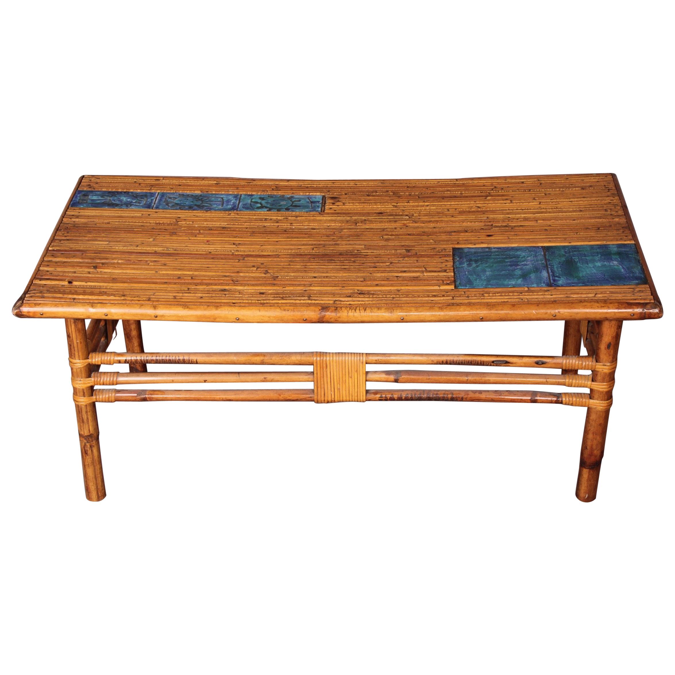 Bamboo and Ceramic Coffee Table