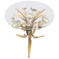 Table basse fleurie en métal Florentine de Hans Kögl:: Allemagne:: années 1960