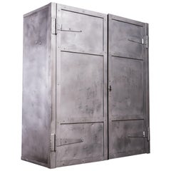 Retro 1950s Industrial Metal Cabinet, Storage Locker, Cupboard