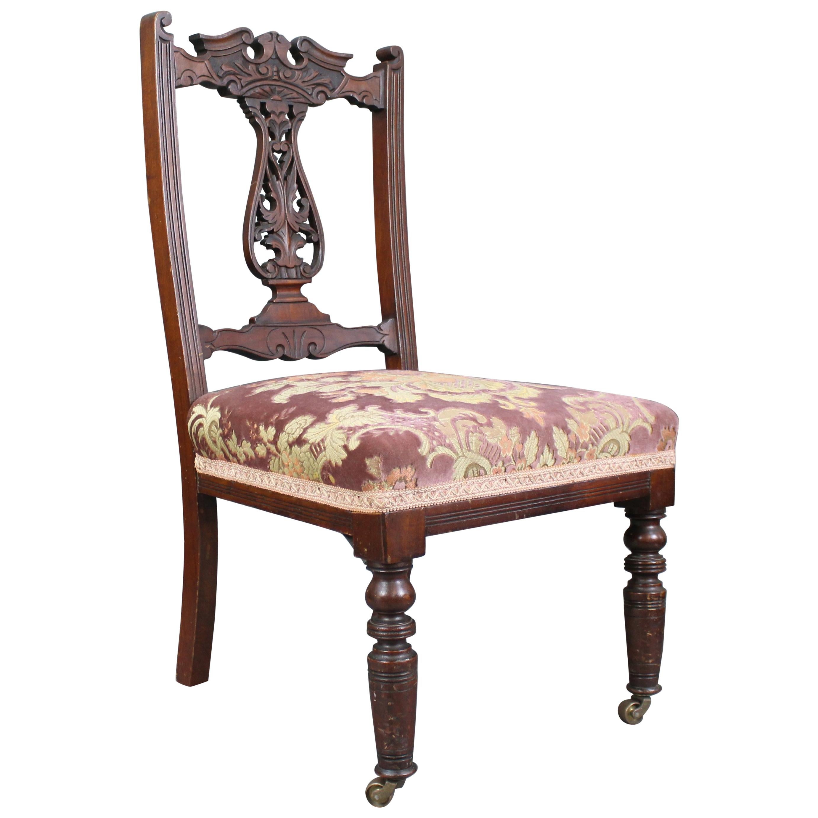 Edwardian Mahogany Nursing Chair with Upholstered Seat For Sale