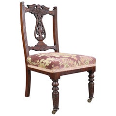 Antique Edwardian Mahogany Nursing Chair with Upholstered Seat