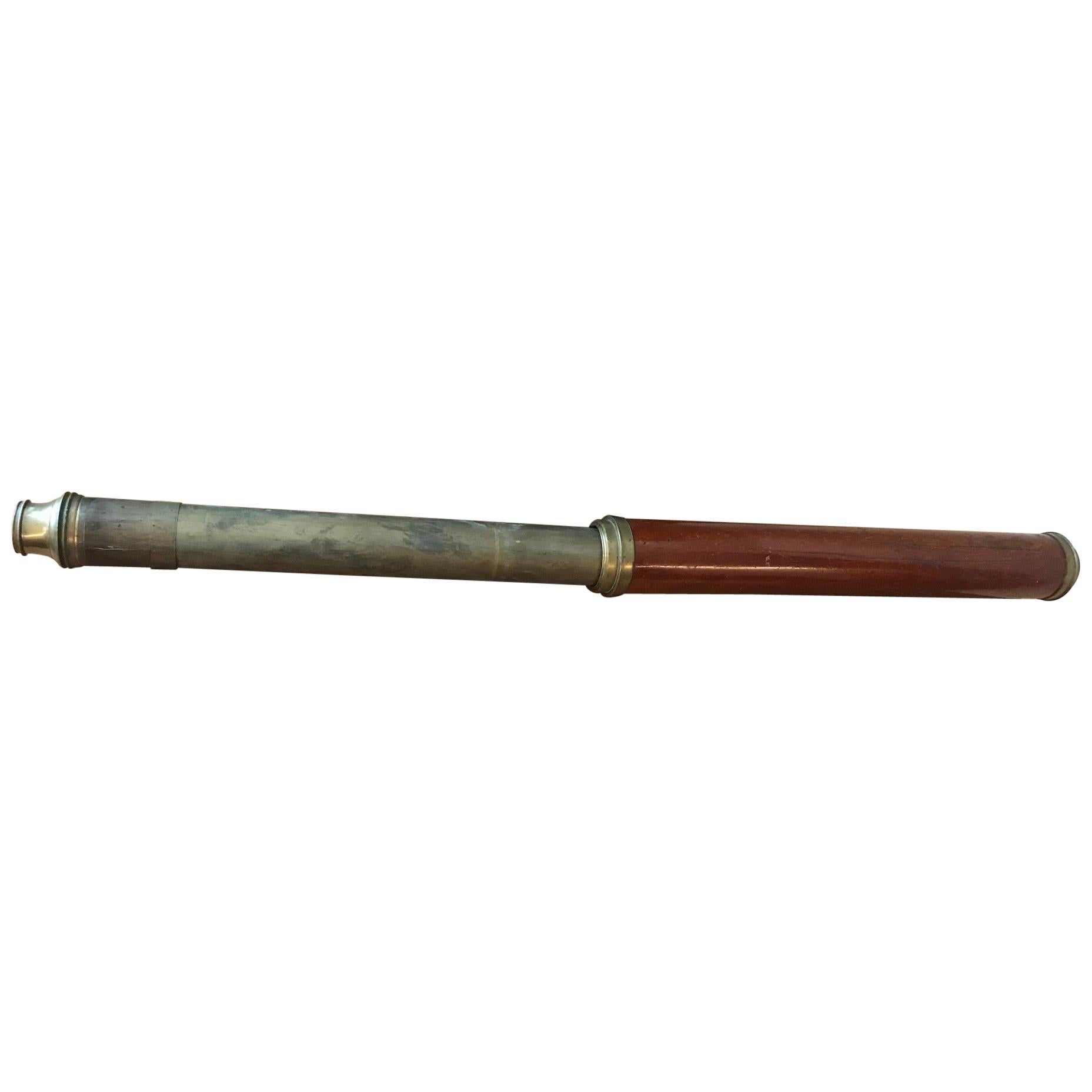 Antique Telescope Made of Brass and Wood, circa 1820 For Sale