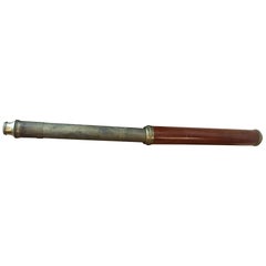 Antique Telescope Made of Brass and Wood, circa 1820