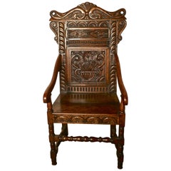 Antique 17th Century Carved Oak Wainscot Chair