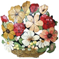 French Tole Flowers Bunch Decoration, circa 1940